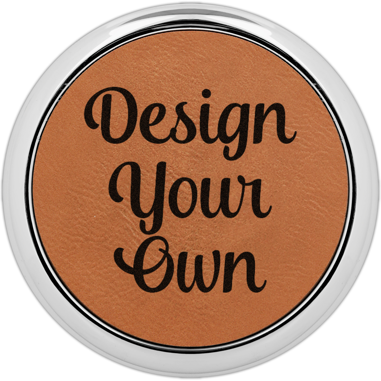 Design Your Own Set of 4 Leatherette Round Coasters w/ Silver Edge
