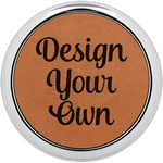 Design Your Own Leatherette Round Coaster w/ Silver Edge - Single or Set