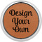 Design Your Own Cognac Leatherette Round Coasters w/ Silver Edge - Single