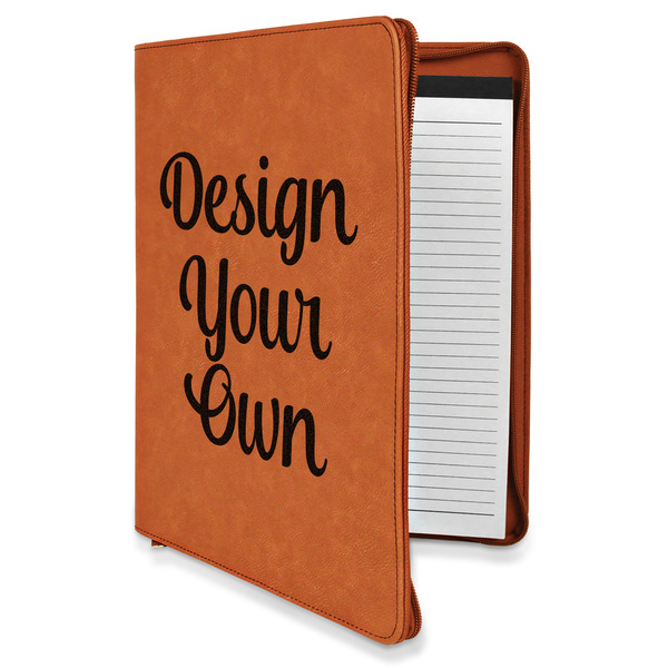 Design Your Own Leatherette Zipper Portfolio with Notepad - Single-Sided