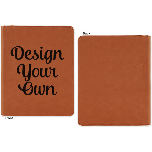 Design Your Own Cognac Leatherette Zipper Portfolios with Notepad - Single Sided - Apvl