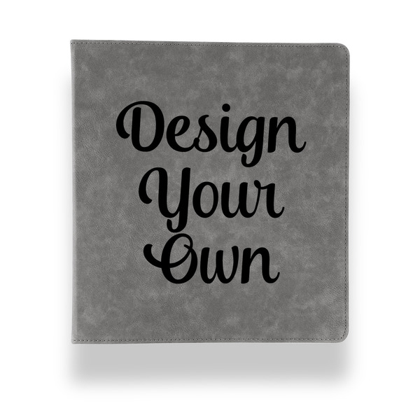 Design Your Own Leather Binder - 1" - Grey - Front View