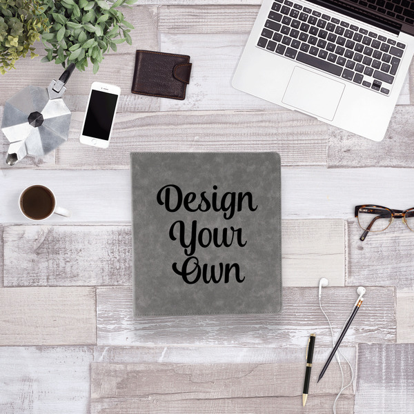 Design Your Own Leather Binder - 1" - Grey - Lifestyle View