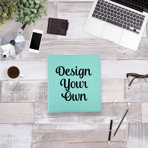 Design Your Own Leather Binder - 1" - Teal - Lifestyle View