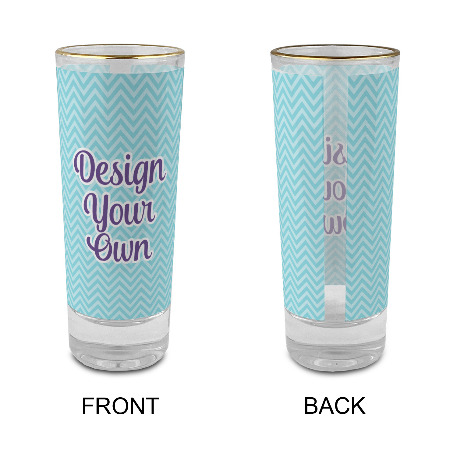 Design Your Own 2 oz Shot Glass Glass with Gold Rim Single