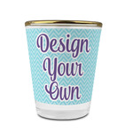 Design Your Own Glass Shot Glass - 1.5 oz - with Gold Rim - Single