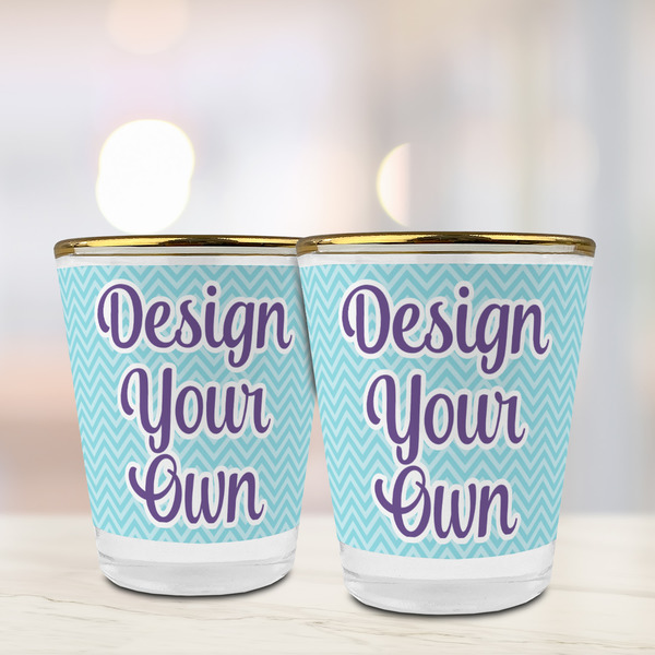 Design Your Own Glass Shot Glass - with gold rim - LIFESTYLE