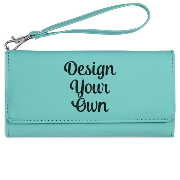Design Your Own Ladies Wallet - Leather - Teal - Front View