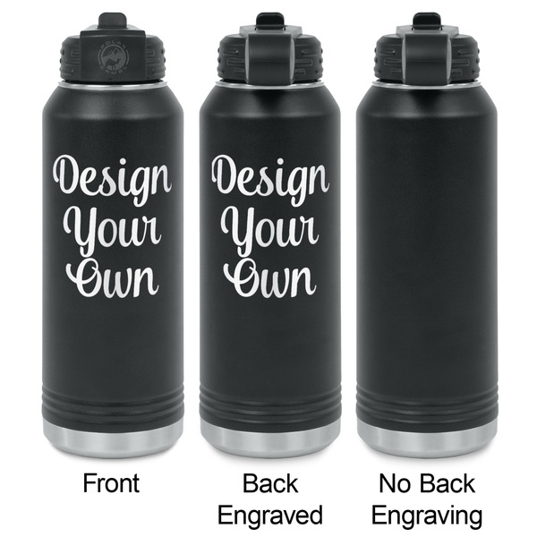 Design Your Own Laser Engraved Water Bottles - 2 Styles - Front & Back View