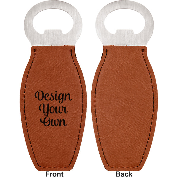 Design Your Own Leather Bar Bottle Opener - Front and Back (single sided)
