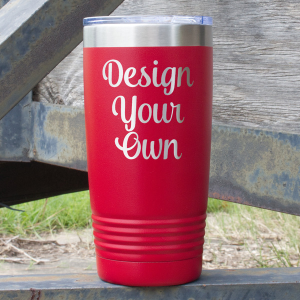 Design Your Own 20 oz Stainless Steel Tumbler - Red - Double-Sided