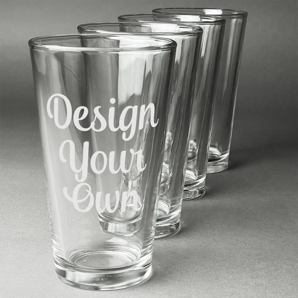 Design Your Own Pint Glasses - Laser Engraved - Set of 4