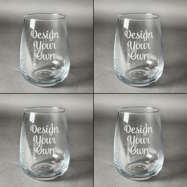 Design Your Own Set of Four Personalized Stemless Wineglasses (Approval)