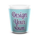 Design Your Own Ceramic Shot Glass - 1.5 oz - White - Set of 4