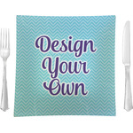 Design Your Own 9.5" Glass Square Lunch / Dinner Plate- Single or Set of 4