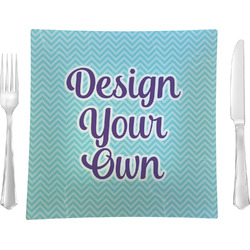 Design Your Own 9.5" Glass Square Lunch / Dinner Plate- Single or Set of 4