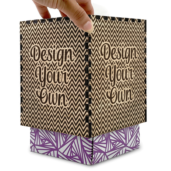 Design Your Own Square Tissue Box Covers - Wood - with box