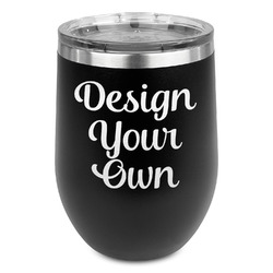 Design Your Own Stemless Stainless Steel Wine Tumbler - Black - Double-Sided