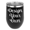Stemless Stainless Steel Wine Tumbler - Black - Single-Sided
