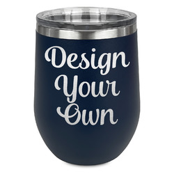 Design Your Own Stemless Stainless Steel Wine Tumbler - Navy - Double-Sided
