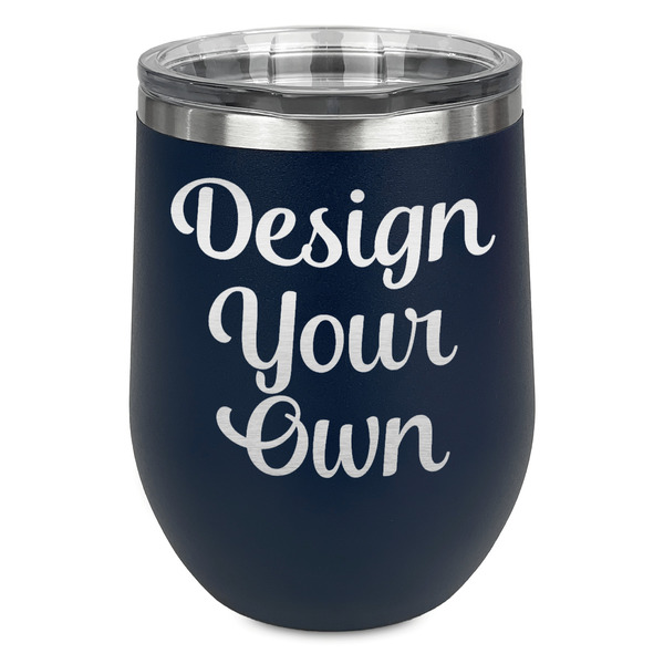 Design Your Own Stemless Stainless Steel Wine Tumbler - Navy - Single-Sided