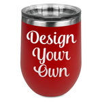 Design Your Own Stemless Stainless Steel Wine Tumbler - Red - Single-Sided