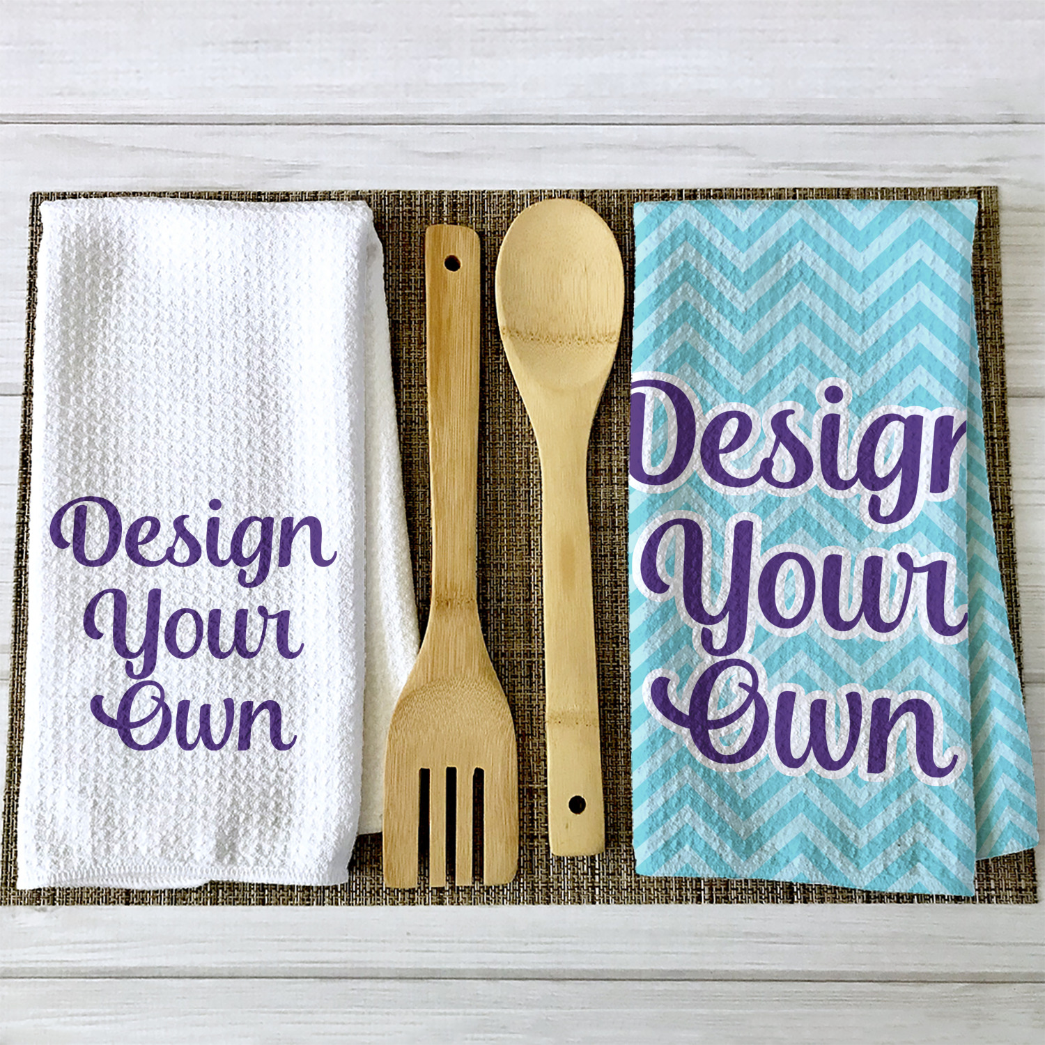 Design Your Own Kitchen Towel Waffle Weave Partial Print