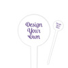 4" Round Plastic Food Picks - White - Single-Sided