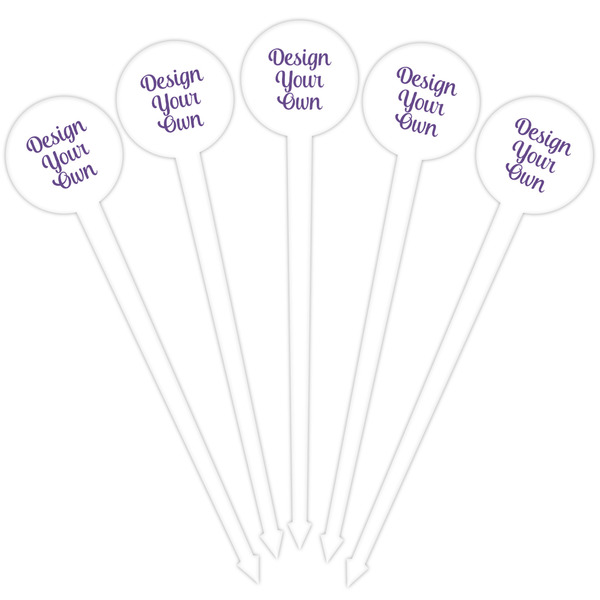 Design Your Own White Plastic 4" Food Pick - Round - Fan View