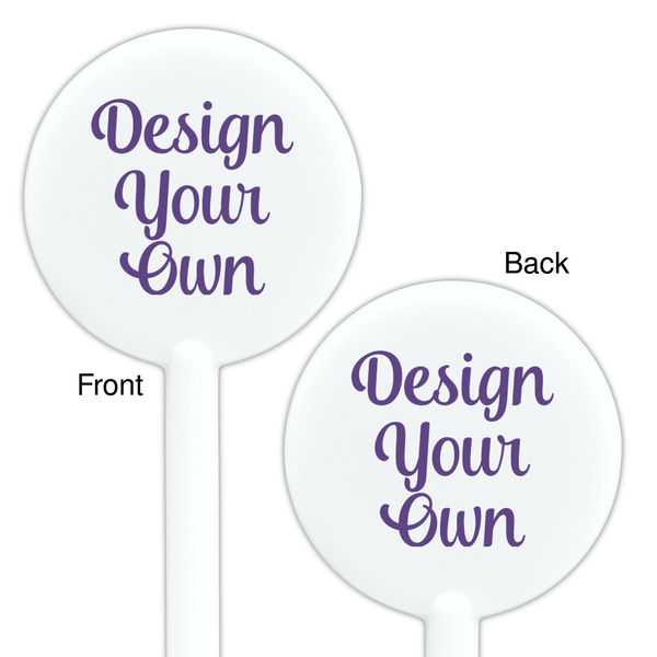 Design Your Own White Plastic 5.5" Stir Stick - Double Sided - Round - Front & Back