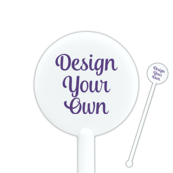 Design Your Own 5.5" Round Plastic Stir Sticks - White - Double-Sided