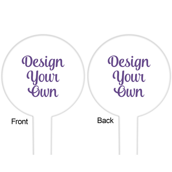 Design Your Own White Plastic 6" Food Pick - Round - Double Sided - Front & Back