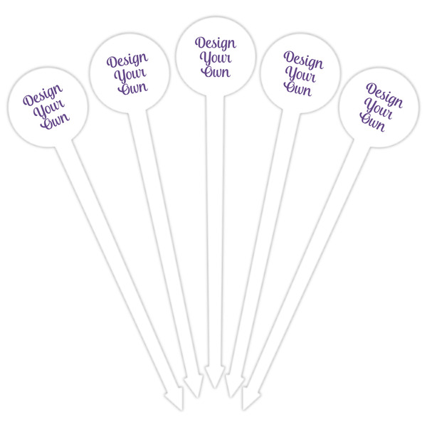 Design Your Own White Plastic 6" Food Pick - Round - Fan View