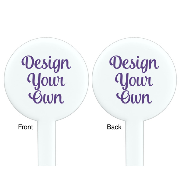 Design Your Own White Plastic 7" Stir Stick - Double Sided - Round - Front & Back