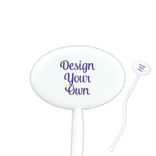 Design Your Own 7" Oval Plastic Stir Sticks - White - Double-Sided