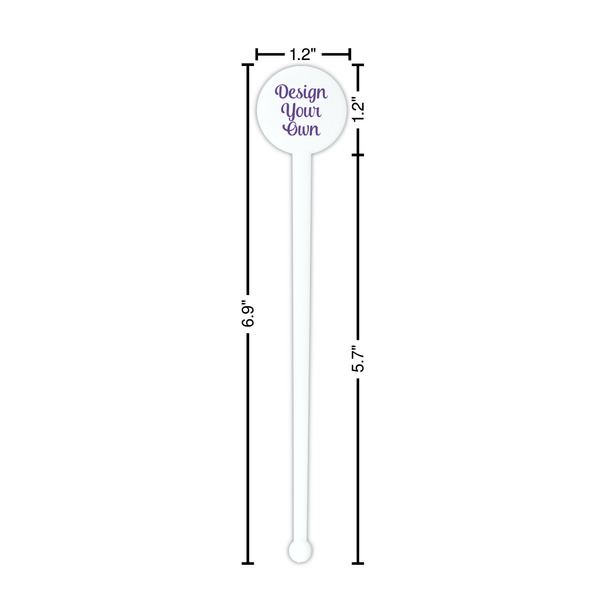 Design Your Own White Plastic 7" Stir Stick - Round - Dimensions