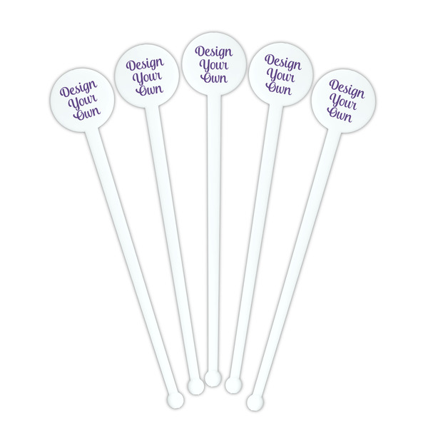 Design Your Own White Plastic 7" Stir Stick - Round - Fan View