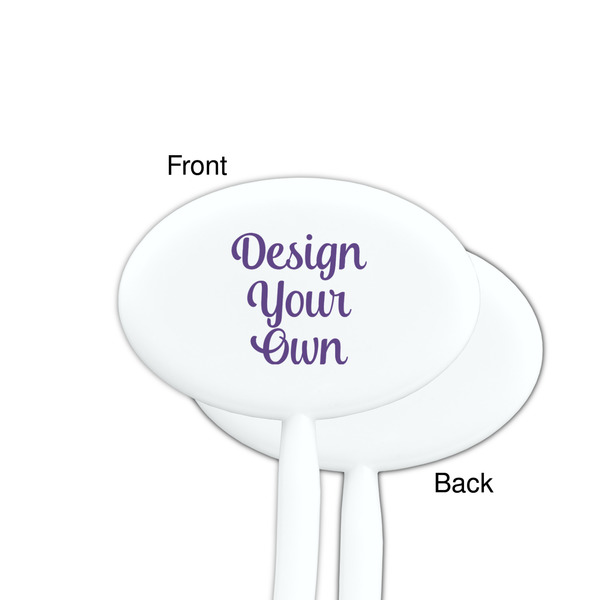 Design Your Own White Plastic 7" Stir Stick - Single Sided - Oval - Front & Back