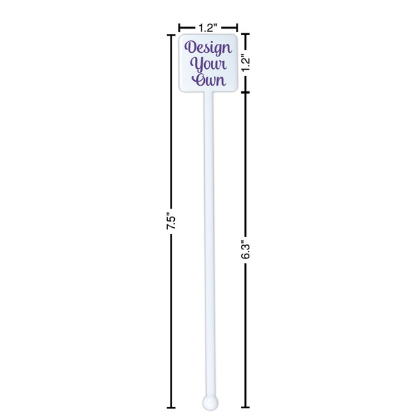 Design Your Own White Plastic Stir Stick - Square - Dimensions