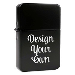 Design Your Own Windproof Lighter - Black - Single-Sided & Lid Engraved