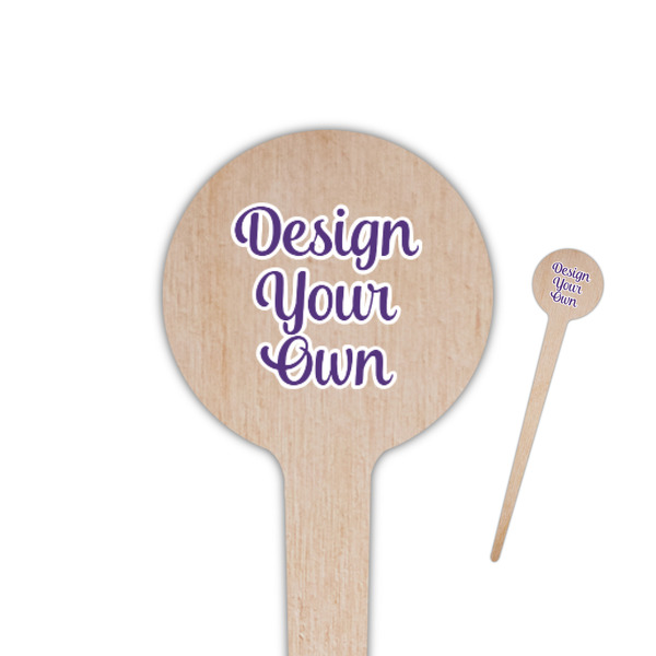 Design Your Own 4" Round Wooden Food Picks - Double-Sided