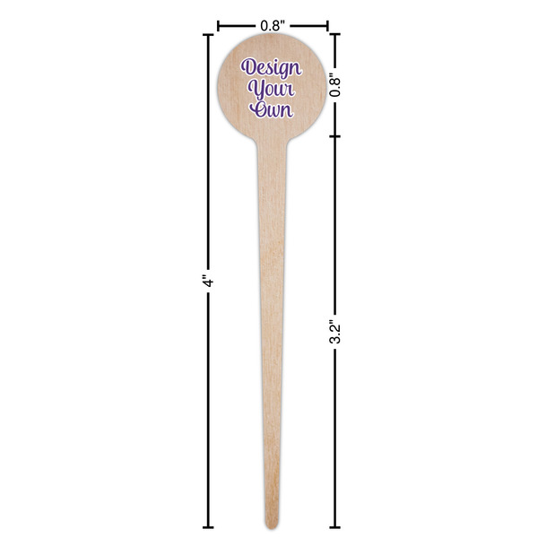 Design Your Own Wooden 4" Food Pick - Round - Dimensions