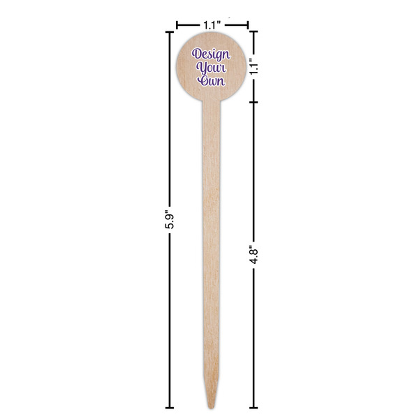 Design Your Own Wooden 6" Food Pick - Round - Dimensions