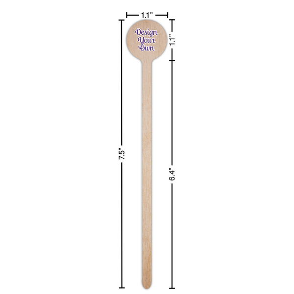 Design Your Own Wooden 7.5" Stir Stick - Round - Dimensions