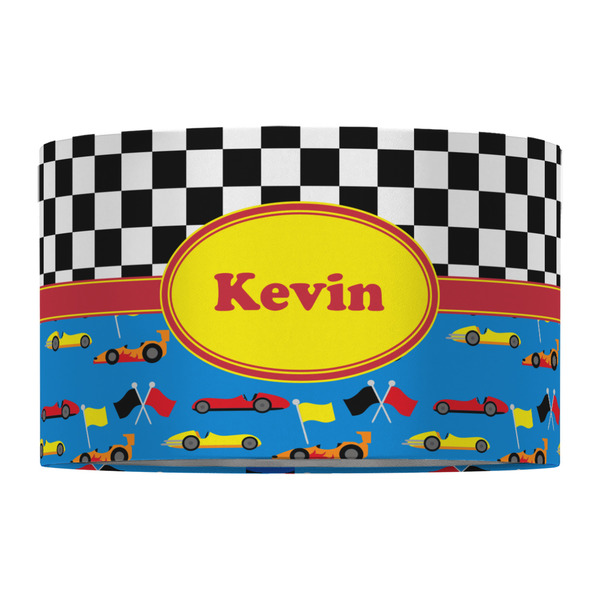 Racing Car 12" Drum Lampshade - FRONT (Fabric)