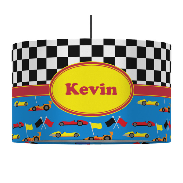 Racing Car 12" Drum Lampshade - PENDANT (Fabric)