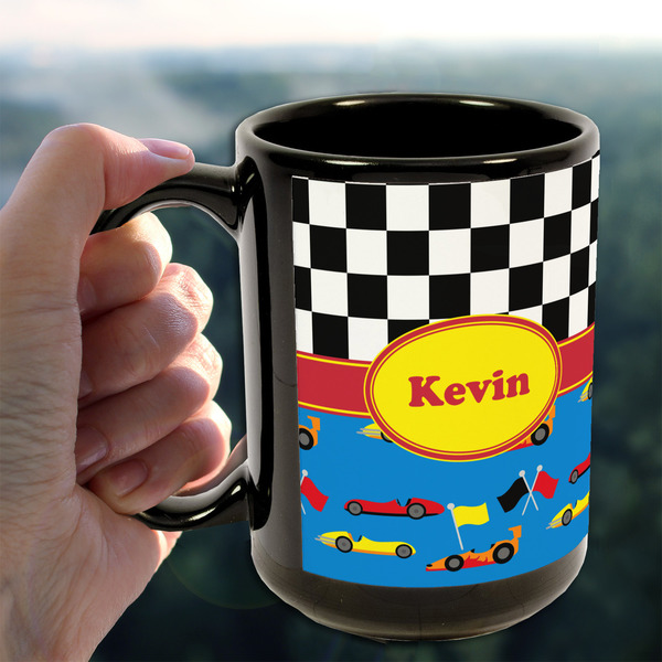 Racing Car 15oz. Black Mug - LIFESTYLE