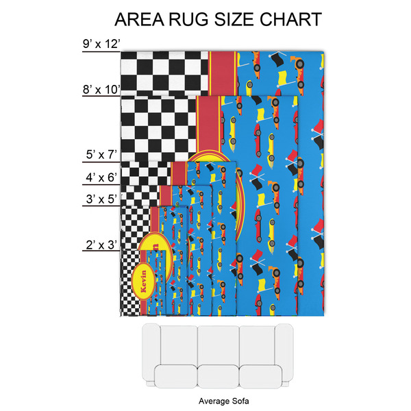 Racing Car 2'x3' Indoor Area Rugs - Size Chart