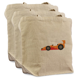 Racing Car Reusable Cotton Grocery Bags - Set of 3