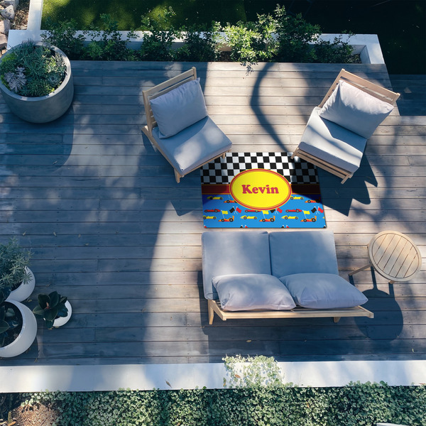 Racing Car 3'x5' Patio Rug - In Context